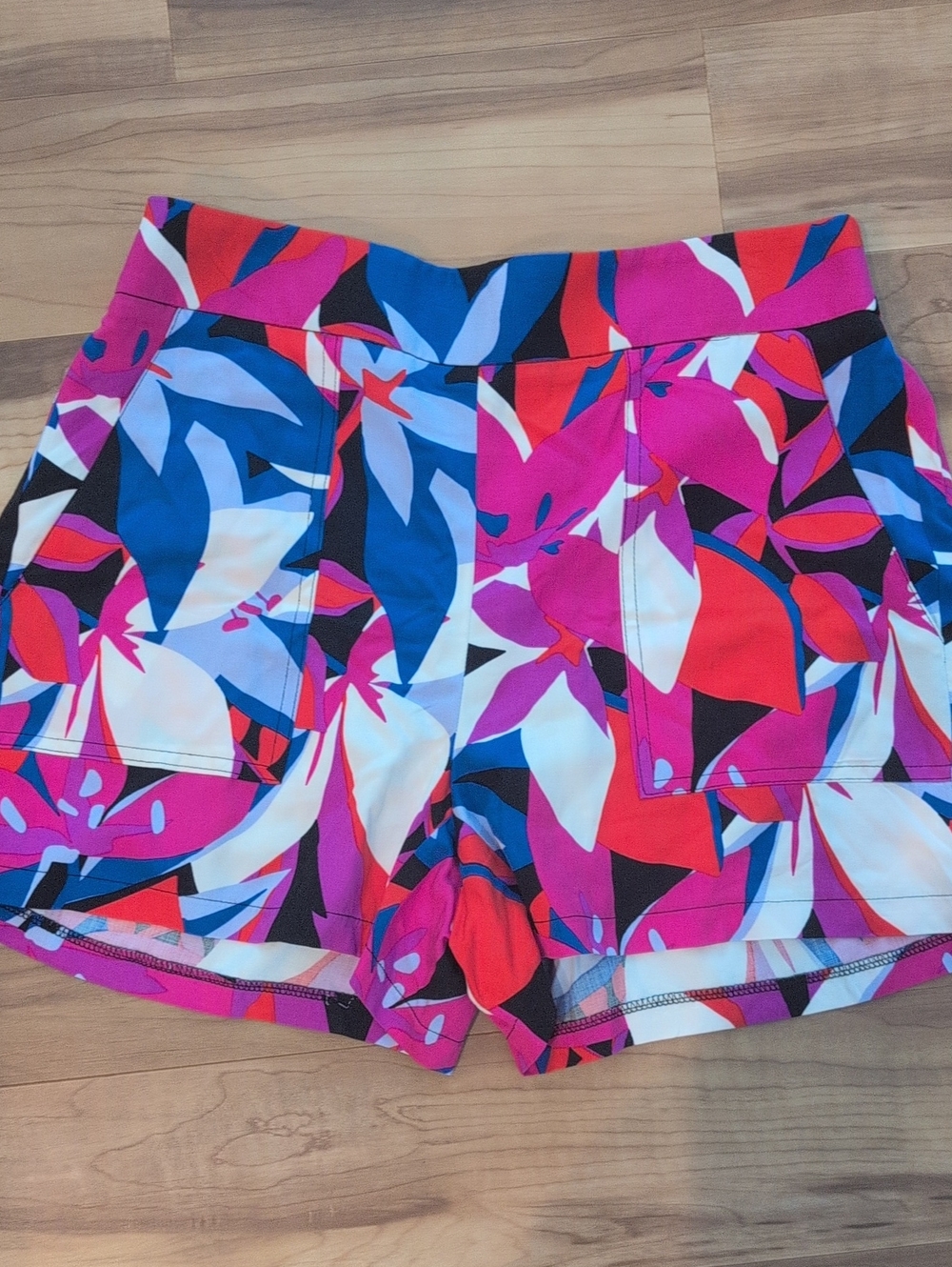 Nine West Multicolor Floral Athletic Shorts - Pink, Blue & Red